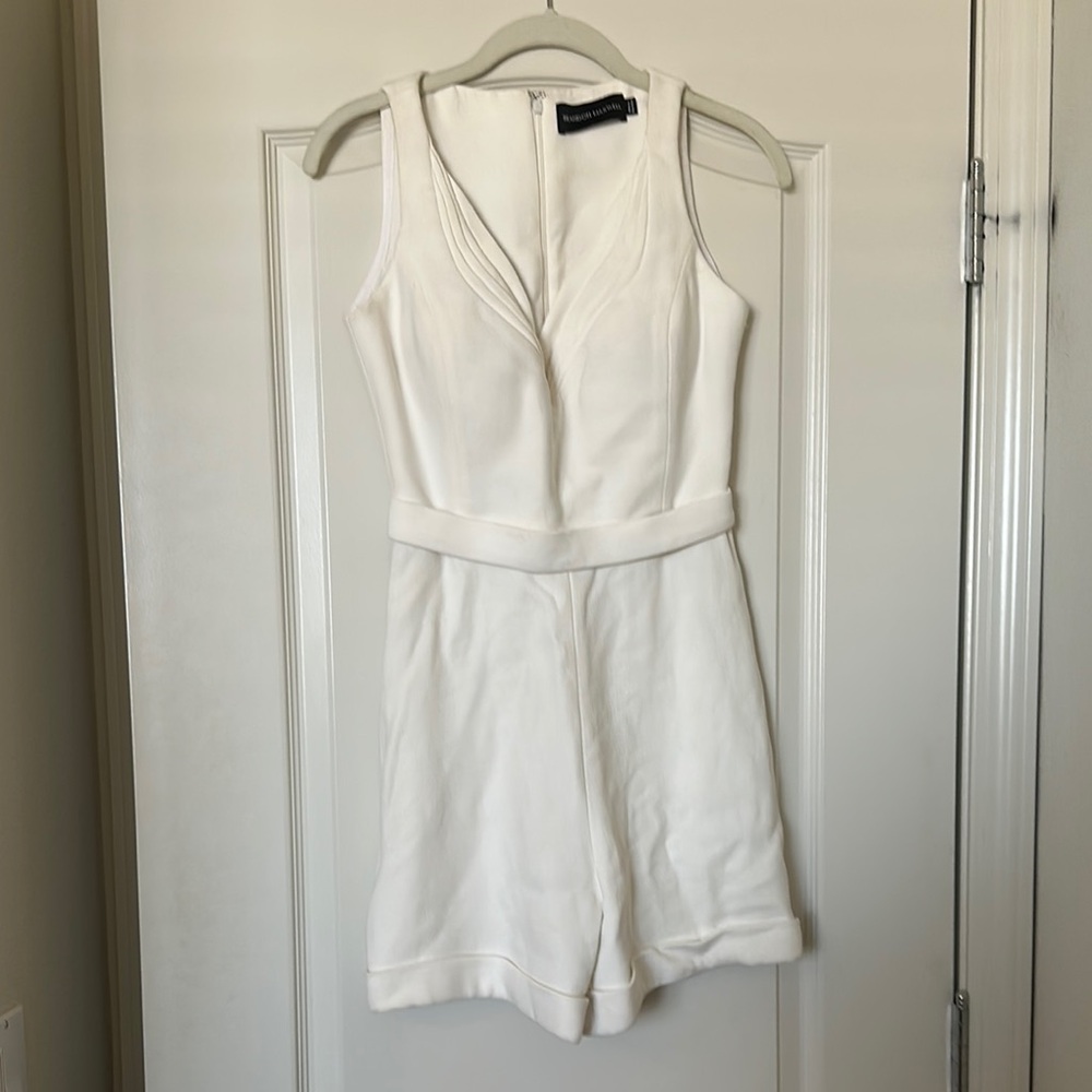 Brandon Maxwell White Plunging V-Neck Jumpsuit